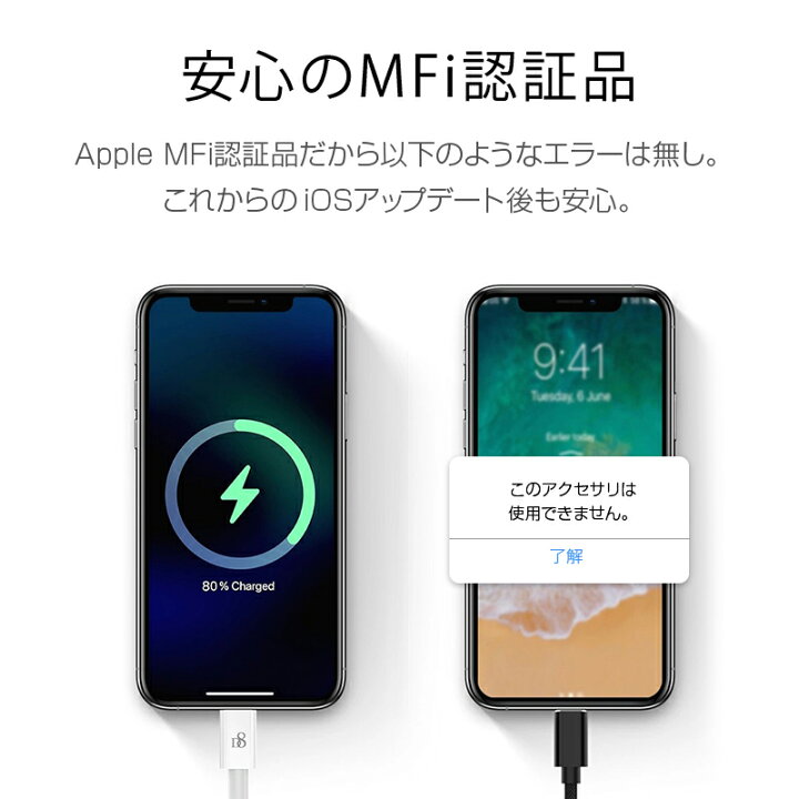 楽天市場 2本セット 0 2m 1m 1 5m 2m 長さ選べる Iphone Ipad Ipod 対応 送料無料 Ios 充電ケーブル Mfi認証 Apple認証 Lightning ライトニング 急速充電 コネクタ ケーブル Usb充電ケーブル データ転送 Ios対応 認証品 安心 丈夫 断線防止 ホワイト To Tomoz