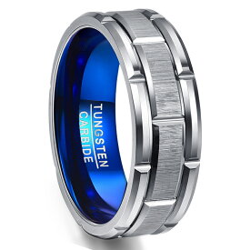 指輪 リング メンズ タングステンリング 太め ブルー+シルバー タングステン指輪 12号～29号サイズ選択可 シンプル ring ファッションリング アクセサリー おしゃれ プレゼント 高級 かっこいい 色落ちにくい 質感良い 幅:8mm JQUEEN