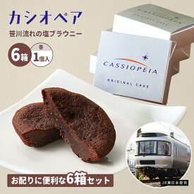 【チョコブラウニー】電車 カシオペア 笹川流れの塩ブラウニー1箱(1個入り) 6箱 寝台特急 鉄道 カシオペア紀行 団体専用臨時列車 お菓子挨拶　御礼　お菓子 お祝い ショコラ ケーキ プチギフト 個包装 スイーツ
