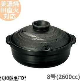 【送料無料】IH対応 土鍋 美濃焼 和食器 彗星 石目 8号 (2600cc 3 4人用)ステンレス板セット 日本製 耐熱 直火対応 黒 ブラック おしゃれ 大きい 大人数 結婚祝い 新婚祝い ギフト プレゼント