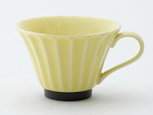 かすみ 黄 コーヒーカップ 約160cc 美濃焼 約130g 日本製 イエロー 黄色 和食器 食器 紅茶 お茶 カフェオレ 朝食 おしゃれ 陶器 しのぎ 鎬 光洋陶器 レンジ対応 食洗器対応 ラッピング不可