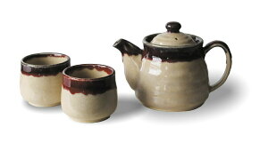 美濃焼 食器 ギフト BOX入 シンシャ・グレーズ 和ポット 茶器揃 ポット&湯呑みSET 選べる2色 17×11cm 8×6.5cm アワサカ 陶器 日本製 お茶 おしゃれ記念品 お祝い プレゼント ギフト レンジ対応 食