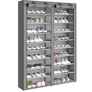 シューズボックス 下駄箱 大容量 靴箱 玄関収納 カバー付き 36足 2行 9層 組み立て式 整理 靴入れ 収納ラック シューズラック 収納棚 小物収納 隙間収納 省スペース 防水 防塵 幅約90×奥行30×