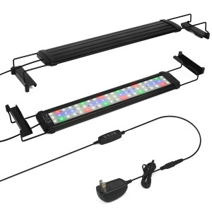 水槽 ライト タイマー付き LEDライト60個 四色 3つの照明モード 明るさ調整 水槽照明 アクアリウムライト 45-60cm水槽用 スライド式