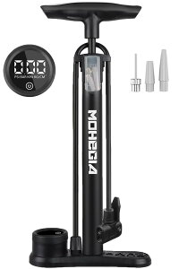 自転車 空気入れ: フロアポンプ - 仏式 米式 英式バルブ対応 - 160PSI スケール/デジタル圧力計