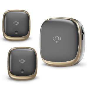 ワイヤレスチャイム 玄関チャイム 電池不要 自動発電 音と光で呼び出しチャイムセット 7色led 4段階音量調節38曲選択 防水防塵 介護呼び鈴ドアベル 最高200M無線範囲 送信機2個 受信機1個 ブラ