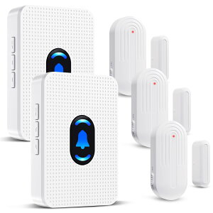 ドア開閉チャイム コンセント式ドアセンサー 音量調整できるドアベルチャイム 玄関ドア開閉センサー 部屋 事務所 店舗自動ドア用 開閉検知 防犯対策 2AC式受信機と3電池式マグネットセンサ