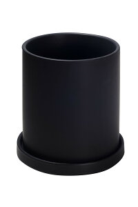 植木鉢 陶器鉢 おしゃれ 受け皿付き 底穴あり 15.7cm 6号 観葉植物 鉢 プランター 鉢植え 北欧 室内 部屋 インテリア 黒