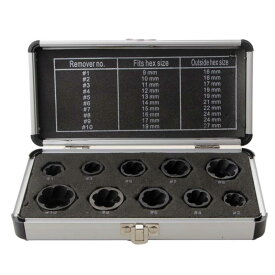 ナットツイスター 10個セット ナット抽出器 DIY ナット抽出ソケット ボルトナット取り外し ボルト ナットリムーバーセット ツイストソケット ツイスターソケット エキストラクターセット9-19mm 車修理簡単家具組み立て