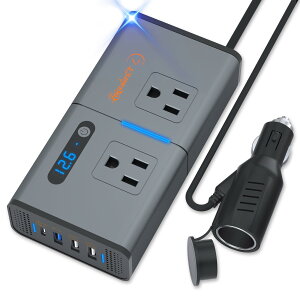 LST インバーター 200W シガーソケット コンセント QC3.0急速充電対応 カーインバーター DC 12V / AC 100V 変換アダプター USB-Cポート付き 車コンバーター USB-Aポート*3 AC100V電源2口 コンパクト PD27W typ