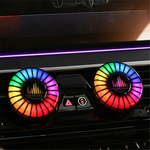 車 LED テープ 雰囲気 車用アンビエンスライト 車載雰囲気ライト ミニサイズ 音に反応 音による変色 USB式 スマホAPPコントロール エアコン取り付け型 車内装飾用 カー用品 2個