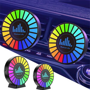車 LED テープ 雰囲気 車載雰囲気ライト ピックアップライト 音に反応 ミニサイズ 補助照明 スマホAPPコントロール 磁石固定 エアアウトレットクリップ付き 車内装飾用 カー用品 2個