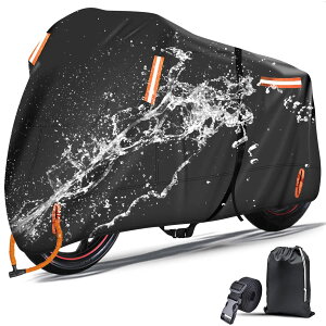 バイクカバー 大型 耐熱 防水 厚手 420Dオックスフォード素材 丈夫 UVカット 溶けない 防雪 盗難防止 警告反射テープ 防風ベルト付き 収納袋付き バイク カバー 50cc 125cc 250cc 400cc用 (XXL ブラッ