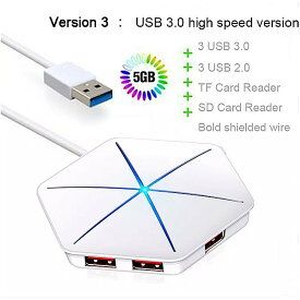 アイスcoorel高速usb 3.0 2.0ハブ外部6ポートusbスプリッタと マイク ロusbインタフェースsd tfカードリーダーノートpc用