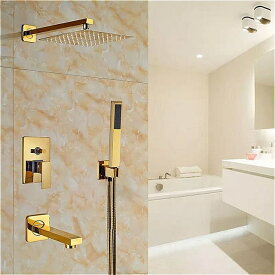 Smesiteli 高級 ゴールド 仕上げ 浴室 3 方法降雨 シャワー 蛇口 8 "降雨 シャワーヘッド 浴槽 スパウト ミキサー タップ