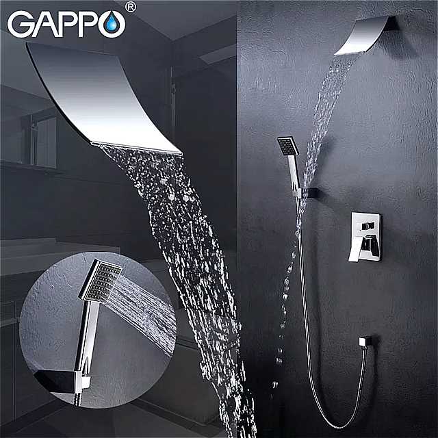 Gappo-真ちゅう製の壁に セット された シャワー 水栓 レイン シャワー ミキサー タップ クローム バスタブ 滝