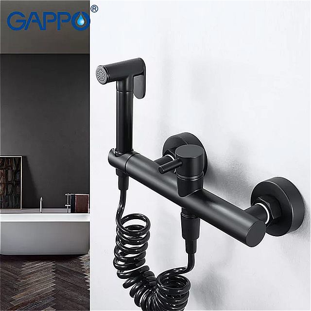 Gappo- アンティーク スタイル の真ちゅう製 トイレ 水栓 セット ビデ シャワー スプレー 水栓 セット 黒塗り