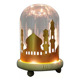 LED eid mubarak- 木製 のベースのドーム 装飾 的なインテリア ランプ お祝いの贈り物ラマダンとお祝いの記事