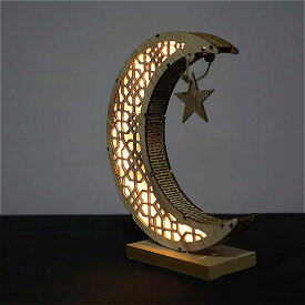 木製の月の 彫刻 のオーナメント 装飾 的な ランプ 月の形柔らかくて木の光ラマダンの 彫刻