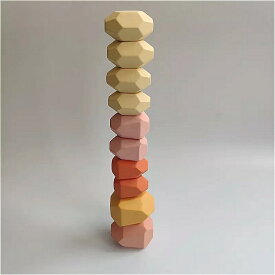 フライac おもちゃ - 子供 の創造的な木製ジェンガビルディングブロック色の石 知育 玩具 コールドトーン北欧スタイルを積層した ゲーム