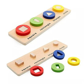 フライ ac 幼児 学習 木製幾何学形状パターンの色認知とマッチングボードの おもちゃ (形状 パズル ボード)