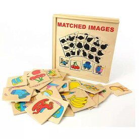 モンテッソーリ教育 啓発 教育木製格好シャドウ おもちゃ 影マッチング ゲーム カードグラフィックス対応するボックス