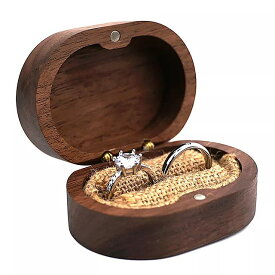 天然木の 宝石 リング ボックス 素朴な 結婚指輪 ホルダー コレクション ディスプレイ ボックス カップ ルお土産 収納