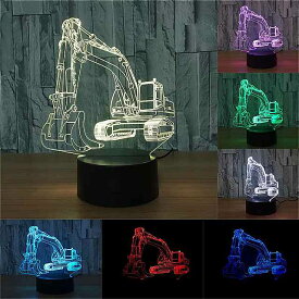 3Dショベル夜 光 イリュージョン LED タッチ テーブルランプ7色 USB ノベルティルクス車 形状ベッドサイド常夜灯ランプ 少年