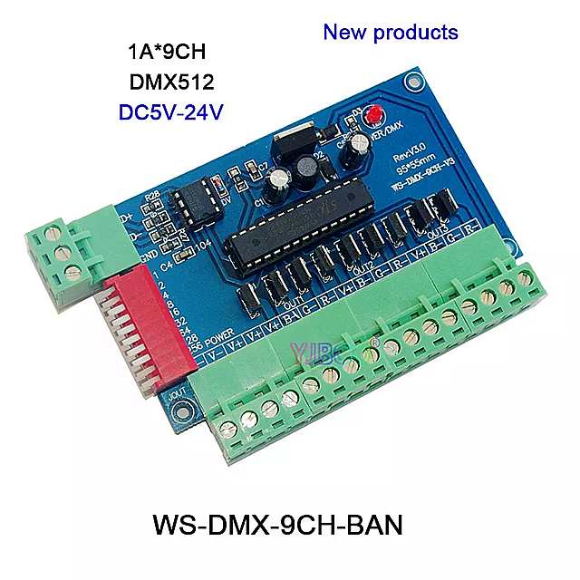 DC5V-24V、 3CH/4CH/6CH/8CH/9CH/12CH LED rgb rgbw DMX512 デコーダ コントローラ LED  ストリップ ライト LED モジュール 輸入雑貨お取り寄せ Jsame