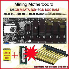 マイニングマザーボード PCコンポーネントセット 8GB DDR3 1600MHz RAM 1037u 128GB msata ssd 電源ケーブル