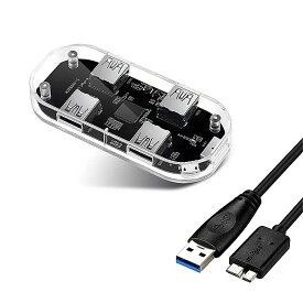 透明 USB ハブ 4 ポート USB3.0 アダプタ スプリッタ 外部 マイク ロ Usb 電源 デスクトップ ノートパソコンの付属品