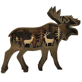 木の工芸品創造的な森の動物茶色のクマ/elkの 装飾 軽量で ポータブル 寝室と リビング ルーム 用