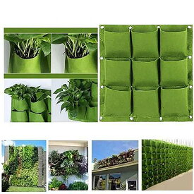 通気性のある 壁 の植栽袋縦型のプランター花のポケット野菜の花の植物用の9つのポケット