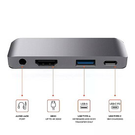 4 in 1 USB CHUB タイプC から 4K HDMI 互換 USB3.0 PD 60W 充電オーディオ （ iPad pro 2018/2019 Macbook Pro Samsung galaxy s9用）