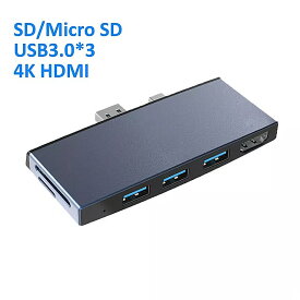 USB3.0 HUB 4K HDMI 互換 USBスプリッター 3.0 100Mbps イーサネットアダプター カードリーダー SD / TFカード（ Microsoft Surface Pro 4/5/6用 ）