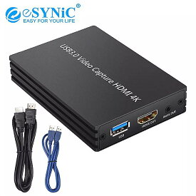 eSYNiC 1080PHDMIからUSB3.0への ライブ ビデオ キャプチャ ゲーム キャプチャカード 4k、マイク 入力 オーディオ 出力 ポート サポート HD ビデオ