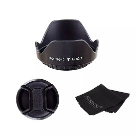 49 ミリメートル レンズ フード + キャップ + きれいな布 ニコン キヤノン sony pentax camera と 49 ミリメートル レンズ