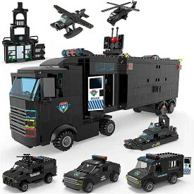 1102個 の 警察署 ビルディング ブロック モバイルコマンド センター クリエイティブ バークス SWAT カー 軍艦 ウォーシップ トラック ブロック 子供用おもちゃ