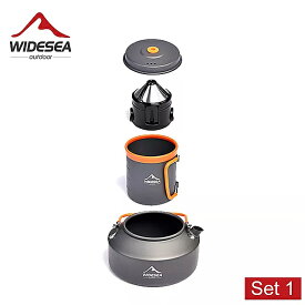 Widesea キャンプ 用 コーヒー 調理器具 セット 屋外 食器 カップ ケトル ポット ティー ポット フィルターホルダー 観光 用 大釜
