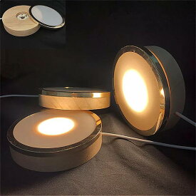 無垢材の LEDライト USB ケーブル付き モダンな 常夜灯 DIY用 のアクリル3D LED 組み立てられた ラウンドベース