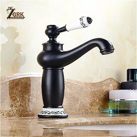 Zgrk流域 水栓 黒 の 浴室 の シンク の 蛇口 セラミック ス シングルハンドル 穴 デッキ マウント洗面ホットとコールド ミキサータップ