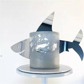 3ピース/ バッグ アクリル サメ ハッピーバースデー ケーキ トッパー 漫画 ベビー シャワー 子供 男の子 誕生日 パーティー 用品 シャーク ケーキ トッパー