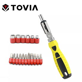 TOVIA 1/4 "可逆ラチェットドライバー 18 本六角ドライバービット帯磁ドライバハンドル