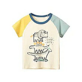 子供と赤ちゃんのための綿の Tシャツ 恐竜の漫画のプリントが施された 半袖の服 2-10T