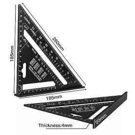 Framingビルド 用 7インチ三角 分度器 アルミニウム合金正方形 測定 定規 マイター 測定 ツール