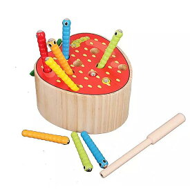 モンテッソーリ - イチゴ の形をした 木製 の 昆虫 の おもちゃ