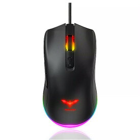 Havit rgb ゲーミング マウス 有線 pc ゲーミング マウス 7色のバック ライト と6ボタン6400 dpiまで コンピュータ の usb 愉し黒MS732