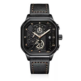 クリエイティブな メンズ腕時計 耐水性 クォーツ レザー 照明付きの時計 2022ポインタ