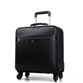 Carrylove 16 "20" 22 "インチ 黒革 トロリー スーツケース バッグ スピナー キャリーに ローリング 荷物ホイール