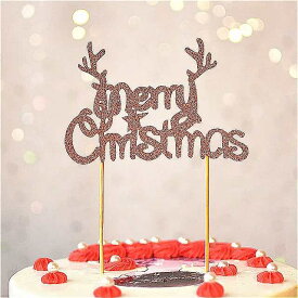 2個 クリスマスパーティー ケーキトッパー 赤、緑 メリークリスマスケーキ デザート装飾 カップケーキトッパー クリスマス 新年 ケーキ